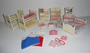 Lot of Vintage EPOCH Dollhouse Furniture - Kids Furniture, Beds, Dresser, Desk - Picture 1 of 10