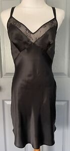 Calvin Klein 100% Silk black Lace trim nightgown. Size Small