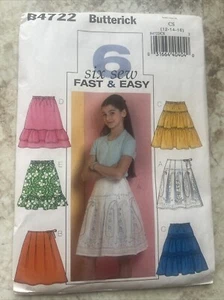 Butterick 4722 Girl's Tiered And Ruffled Skirts Sewing Pattern Size 12-16 Uncut - Picture 1 of 4