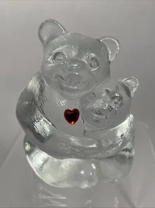 Klarglas Briefbeschwerer Mama Baby Bär mit rotem Herz - Bild 1 von 6