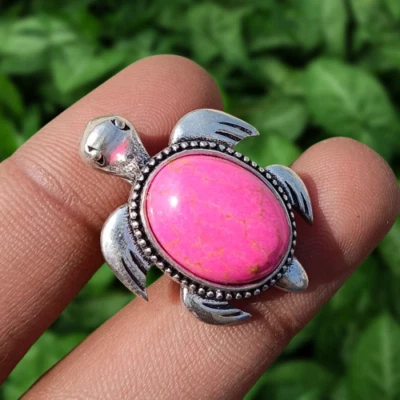 Colgante Tortuga Piedras Preciosas Turquesa Cobre Rosa Chapado en Plata 925 Joyería de Regalo Foto 1 de 4