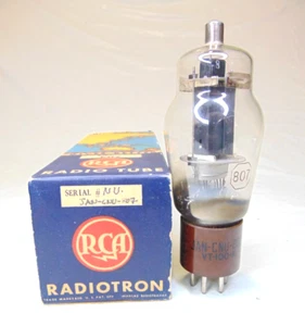 NOS PRZETESTOWANE RADIOTRON RCA BRĄZOWY NA BAZIE 807 / VT-100-A DO NADAJNIKA VINTAGE - Zdjęcie 1 z 10