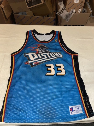 GRANT HILL DETROIT PISTONS Authentic Gold 50th Jersey Champion Teal Horse Man 48 Cover