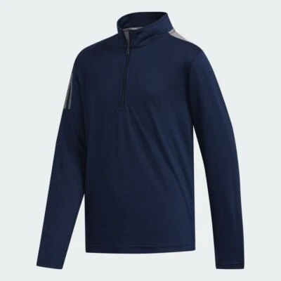 adidas 3-Stripe 1/2 Zip ZV/FI8717 Golf Junior Pullover Navy RRP $50 Clearance