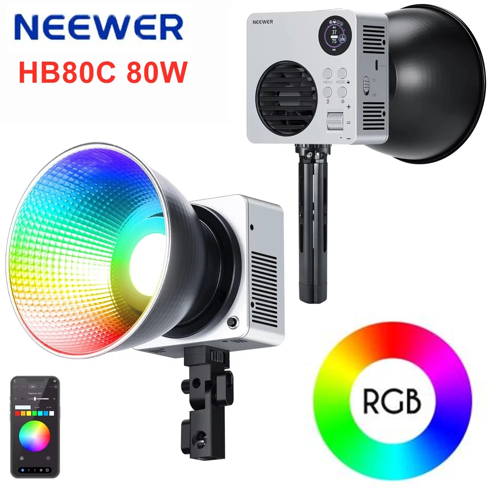 NEEWER HB80C 80W RGBWW Full Color 2500K-7500K Pocket COB Led Video Studio Light  - Image 1 of 4