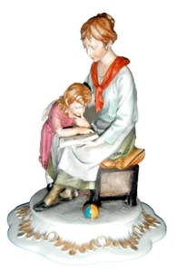 Rara Figura Vintage Capodimonte Madre Hija con Estampilla N de Corona - Imagen 1 de 7