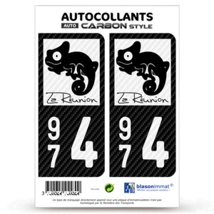 2 Nummernschild Aufkleber 974 Réunion - Margouillat Carbon-Style - Bild 1 von 9