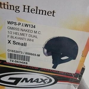 GMAX GM65S NAKED M.C. 1/2 HELMET. F. Blk/Anti Whi SZ. X SMALL NIB DOT - Bild 1 von 11
