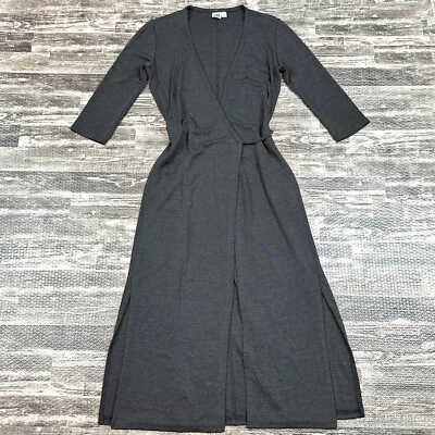 Max Studio Womens size XS Long Slinky Gray Wrap Dress with High Side Slits - Image 1 of 4