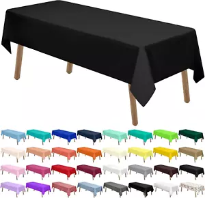 Black Plastic Tablecloths 2 Pack Disposable Table Covers 54 X 108 Inch PEVA Opaq - Picture 1 of 7