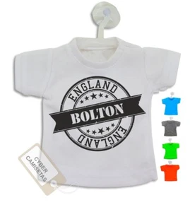 Bolton T-Shirt Mini England UK Stempel Aufhänger Saugnapf Auto LKW Van - Bild 1 von 4