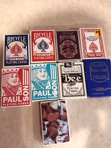 Lot 9 Vtg. Playing Cards Bicycle Rider Back Poker 808 Playing Cards - Picture 1 of 11