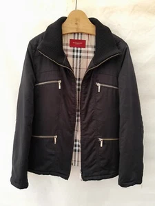 Burberry Jacket Womens XL Black Padded Nova Check Lining Made in Spain EU 44 - Picture 1 of 20