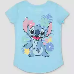Girls' Lilo & Stitch Short Sleeve Graphic T-Shirt - Blue Size M - Picture 1 of 1