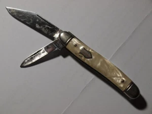 Navaja de Bolsillo Plegable Vintage Imperial Prov RI EE. UU. Crema 2 Hojas Escudo Logo - Imagen 1 de 5