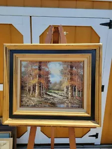 Fall Autumn Trees River J. Medina Signed Oil Painting Original Art Decor Framed - Picture 1 of 12