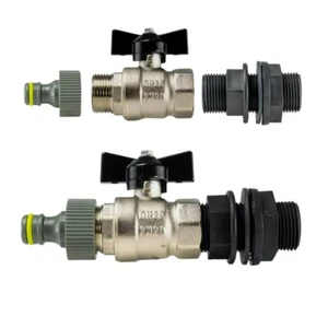 Adaptador de tope de agua 1/2"BSP + Válvula mariposa de metal + KIT conector de manguera universal - Imagen 1 de 6