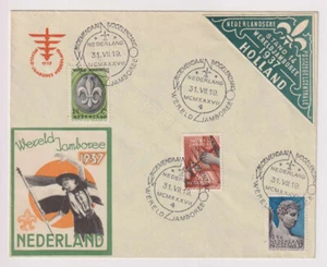 E3268: 1937 Netherlands Boy Scout Jamboree Cover, (2) Labels - Picture 1 of 1