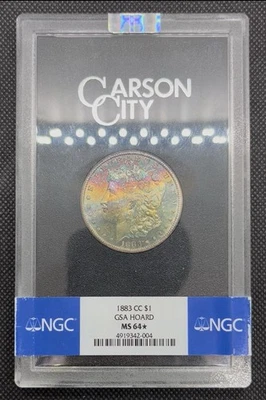 1883 CC GSA $1 Morgan Silver Dollar NGC MS64* Star Rainbow Toned - Image 1 of 2