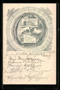 Lithographie Feldberg, Hotel auf dem Feldberg, Oberreifenberg, Rundpanorama mit - Picture 1 of 2