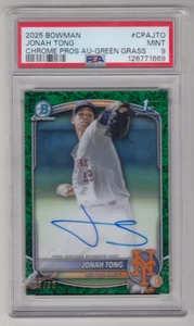 Bowman 2025 cromo Jonah Tong verde hierba radiocontrol autógrafo automático/99 PSA 9 Mets como nuevo - Imagen 1 de 1