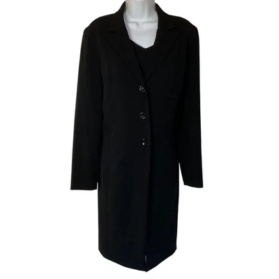 Vestido Dressbarn 2 piezas Negro Rosa Forrado Sin Mangas Manga Larga Abrigo Traje 12 Foto 1 de 4