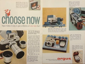 Argus Cameras 1957 Print Ad Christmas Gifts 2-Page Spread Color Slide Fun Camera - Picture 1 of 1