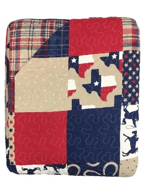 C&F Home Texas Dalton Full Queen Bed Quilt - Red & Blue Country Patchwork - Image 1 of 3