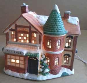 1995 Mervyn's Village Square "Pet Shop" Lighted Building Porcelain - Picture 1 of 21