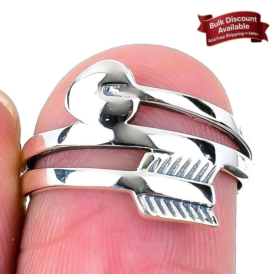 Natural Arrow Solid Sterling Silver Art Deco Cluster Black Friday Ring Size 6 Foto 1 de 1