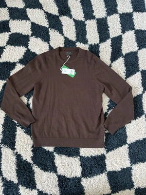 New GUESS Men's Esentials Long Sleeve Jersey Stitch Liam Crewneck Medium Brown - Image 1 of 4