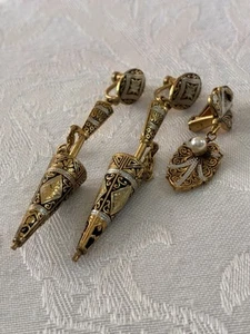 Vintage Damaszener Toledoware Ohrhänger Schraubverschluss & ein Ohr Spanien - Bild 1 von 14