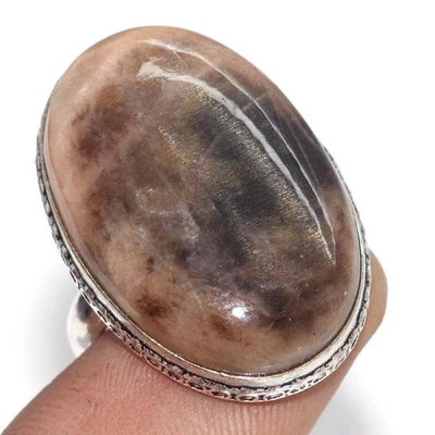 Sunstone 925 Silver Plated Handmade Ring US 8 Fashionable Jewelry MJ - Image 1 of 3
