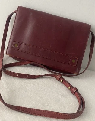 Vintage Madewell Leather Crossbody Bag Distressed Burgundy READ - Image 1 of 4