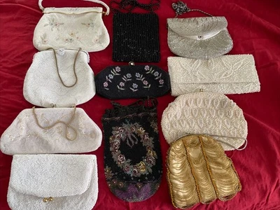 Lot Of Antique Hand Beaded Purses Beautiful - Image 1 of 4