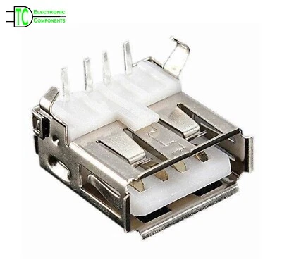 10 USB Type A Right Angle 90 Degree PCB Female Socket Connectors Through Hole - Image 1 of 4