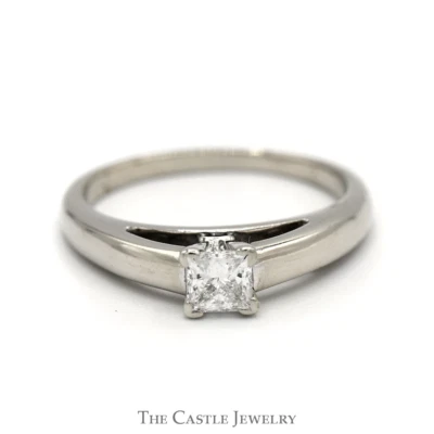 1/2ct Princess Cut Diamond Solitaire Engagement Ring in 14k White Gold Cathedral - Image 1 of 3