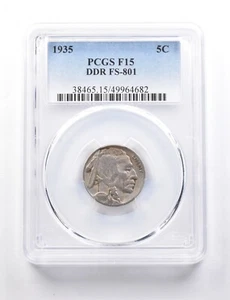 1935 Indian Head Buffalo Nickel DDR FS-801 F15 PCGS *7696 - Picture 1 of 3