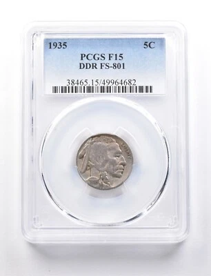 1935 Indian Head Buffalo Nickel DDR FS-801 F15 PCGS *7696 - Image 1 of 3