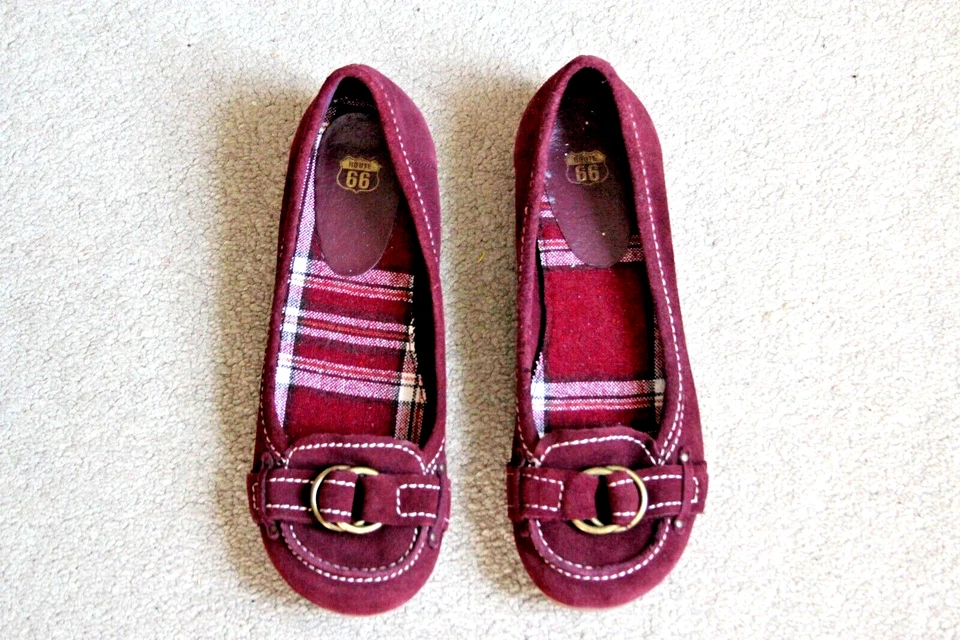 Zapatos Mujer Route 66 Talla 7. Mocasines sin cordones de cuña rojos frambuesa Foto 1 de 4