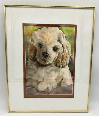 Современная акварель Elaine Jordan "Elayne" - подписанный щенок пуделя 15 x 11 дюймов (ЧИТАЙТЕ) - Изображение 1 из 4