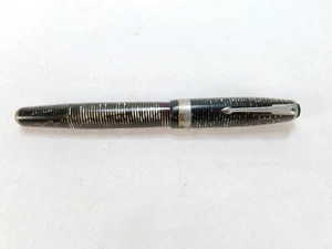 Vintage Parker Vacumatic Wartime Filler Blue Diamond Clip Banded Silver Pearl - Picture 1 of 8