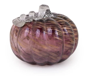 New!  SMALL MELLOW MAUVE GLASS PUMPKIN HAND BLOWN - Picture 1 of 2