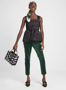 Kate Spade Bold Zebra Jacquard Black Tank Crop Top Shirt Size 4 NWT - Picture 1 of 9