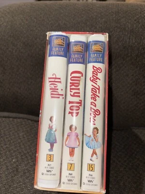 Shirley Temple VHS Box Set 3 Heidi, Curly Top, Baby Take A Bow Family Movie - Image 1 of 4