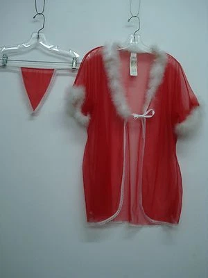 NWT Women's Elegant Moments See Thru Jacket w/ Panty Size XL Red/White #457C - Image 1 of 4