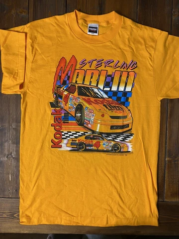Vintage Nascar Shirt Sterling Marlin Single Stitch Large Kodak Racing Cover