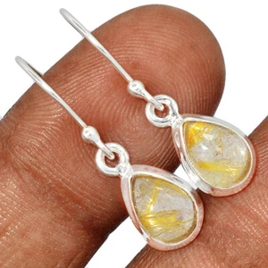 Rutilo dorato naturale - Brasile orecchini argento sterling 925 gioielli CE38044 - Foto 1 di 1