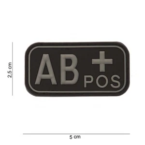 3-D Patch  Blutgruppe AB+ Positiv  ca  2,5 x  5 cm mit Klett-Gegenstück schwarz - Picture 1 of 1