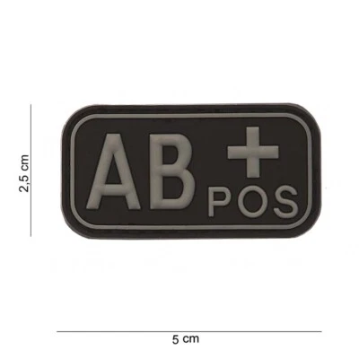 FOSTEX GARMENTS 3-D Patch Blutgruppe AB+ Positiv ca 2,5 x 5 cm mit Klett-Gegenstück schwarz